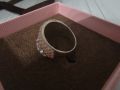 Сребърен пръстен с розови свароски камъчета, снимка 2
