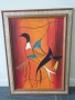 78х58см/голяма абстрактна картина масло върху платно/птица/дървена рамка, снимка 1