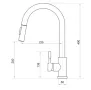 Сив смесител за кухня с издърпваща се глава и 2 режима на струя - 9600, снимка 2