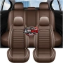 Комплект луксозна Кожена тапицерия за автомобил - Кафява/5 части., снимка 1