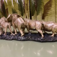 Декорация,статуя големите 5 животни на Африка в цвят злато, снимка 6 - Статуетки - 45354044