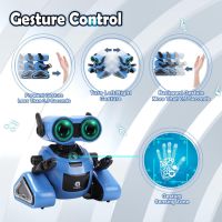 JQLM Акумулаторна детска играчка робот с дистанционно и управление със жестове с ръце, музика, синьо, снимка 8 - Музикални играчки - 45115811