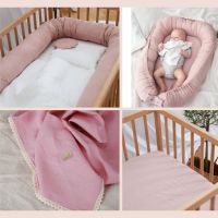 ПРОМО! Комплект за бебе от лен Babyly -розов, снимка 1 - Спално бельо и завивки - 45956789
