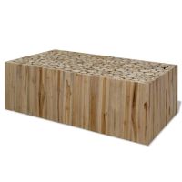 Маса за кафе, натурална тикова дървесина, 90x50x35 см , снимка 2 - Маси - 45527919