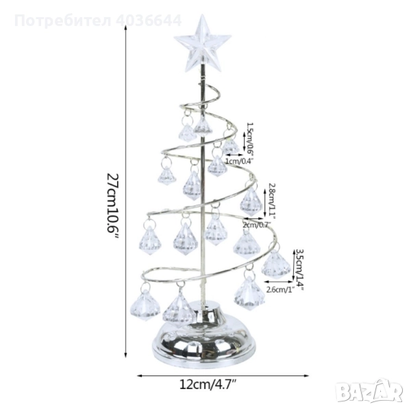Акумулаторна нощна лампа LED нощна лампа коледна елха с ефект от диаманти, снимка 1