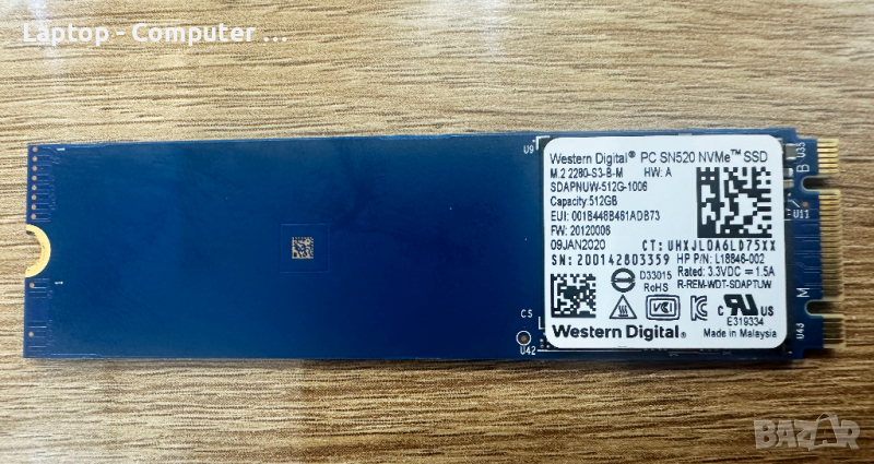 Western Digital PC SN520 NVMe SSD 512GB, M.2 2280 - SSD памет 512GB, снимка 1