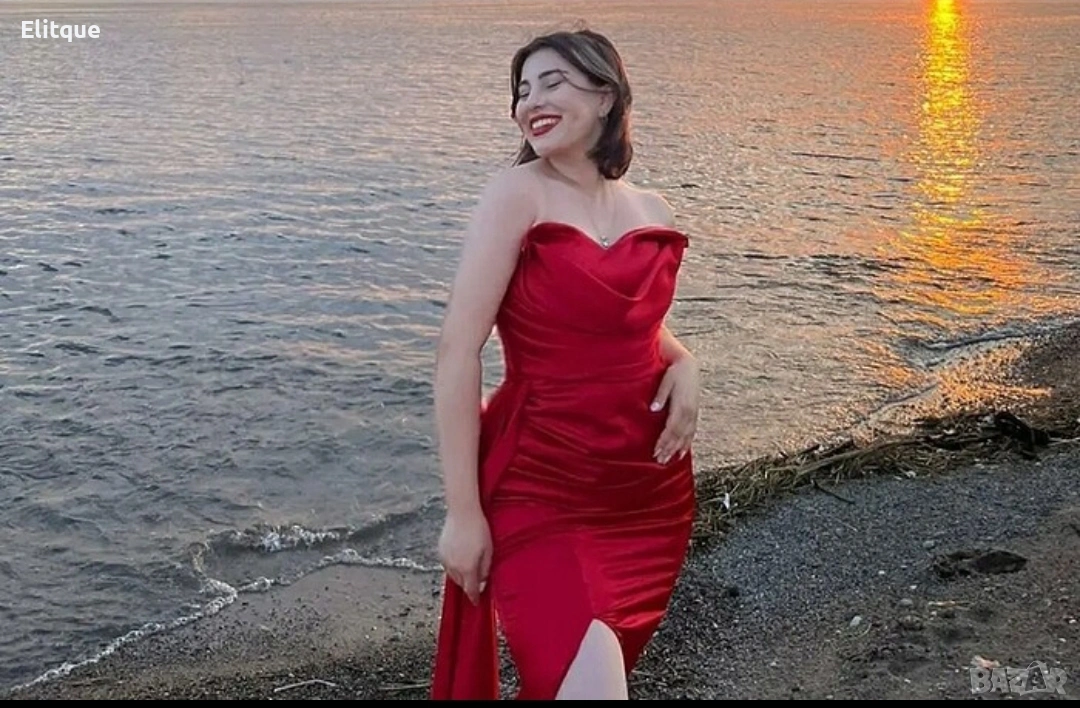 ⭐️Дълги сатенени рокли с цепка, снимка 1