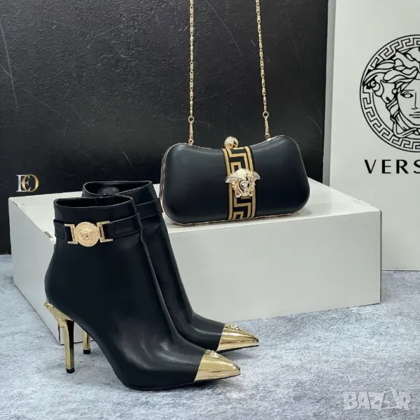 дамски комплект боти на ток и чанта versace , снимка 1