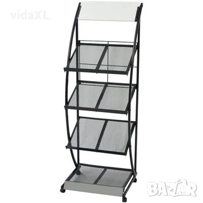 vidaXL Стелаж за списания, 47,5x40x134 cм, черно и бяло, A4（SKU:30099）, снимка 1