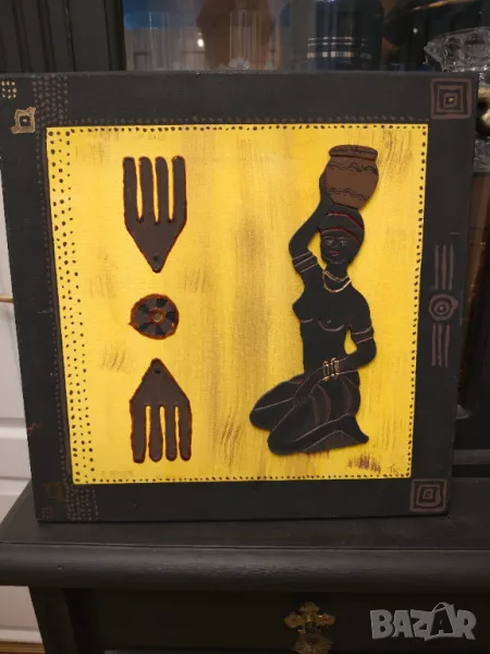 Африканска картина с абанос , снимка 1