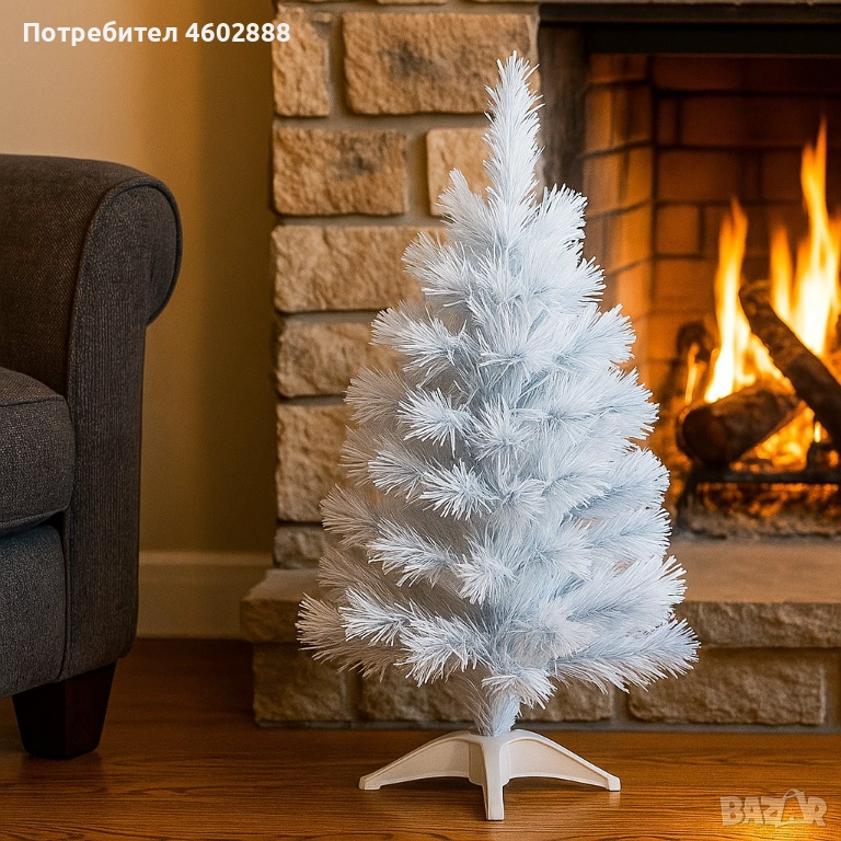 Елегантна елха в бял и син цвят 60 см – Стилна празнична декорация, снимка 1
