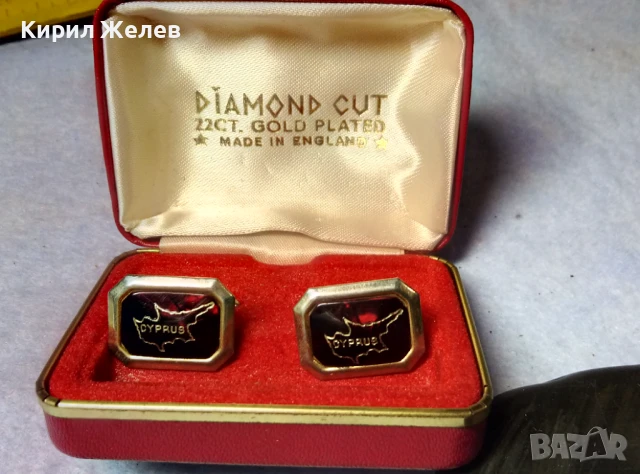 DIAMOND CUT 22CT. GOLD PLATED MADE in ENGLAND Старинни ЕМАЙЛИРАНИ ПОЗЛАТЕНИ БУТОНЕЛИ CYPRUS 33120