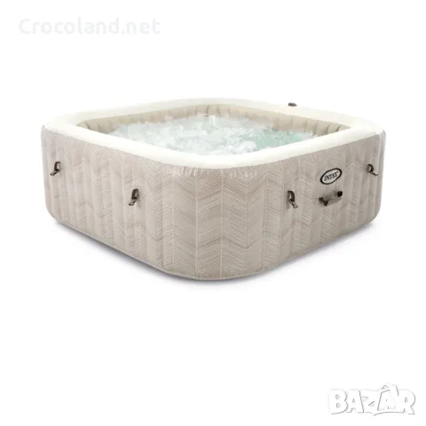 Надуваемо джакузи Intex PureSpa Chevron Bubble Deluxe, 6 места, 239 х 71 см, 170 въздушни струи, бял