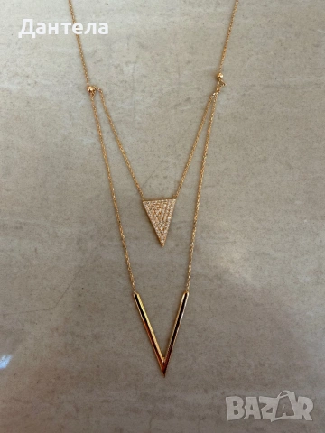 Ново златно двойно колие с камъни - 3.19гр., снимка 11 - Колиета, медальони, синджири - 54226149