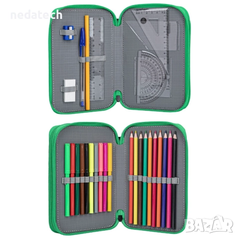 Двоен ученически несесер Minecraft, Черен, 12.5x4x19.5см., снимка 2 - Ученически пособия, канцеларски материали - 51592694