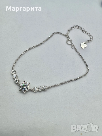 Сребърна гривна с мойсанит (диамант) 1 карат , снимка 5 - Гривни - 52261442