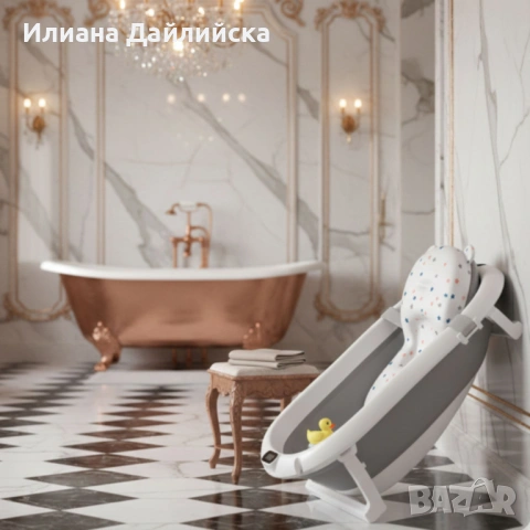 НОВО!!! Сгъваема бебешка вана с термометър и възглавница., снимка 6 - За банята - 53037659