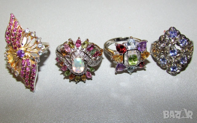 Сребърни пръстени с натурални минерали подходящи за подарък , снимка 6 - Пръстени - 53636824