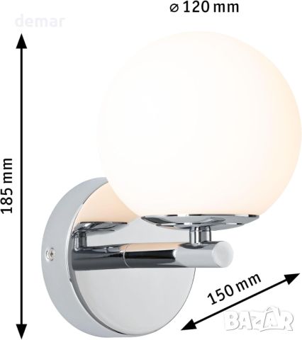 Paulmann 71067 LED стенно осветително тяло Selection Bathroom Gove IP44 3000K 400lm 230V 5W, хром, снимка 8 - Лампи за стена - 46790077