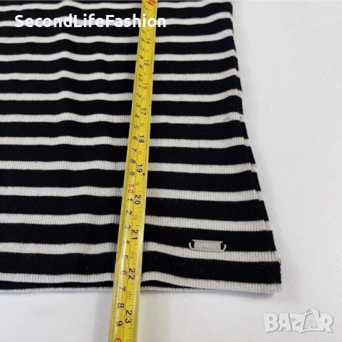 Дамска плетена тениска GUESS Los Angeles с къс ръкав раирана размер S, снимка 4 - Тениски - 53584206