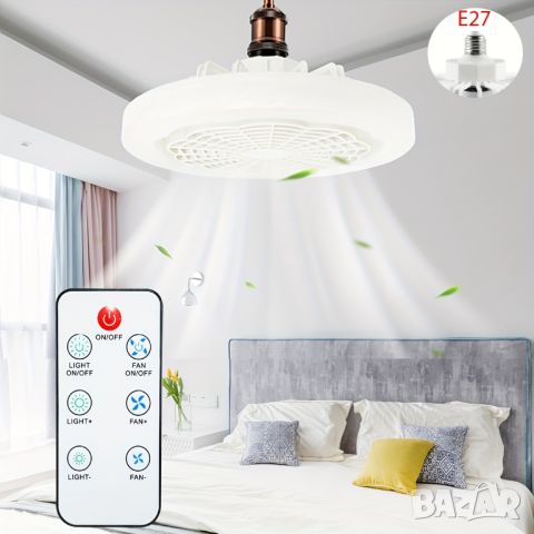 LED лампа в комбинация с вентилатор - таванен монтаж, снимка 1 - Лампи за таван - 46493253