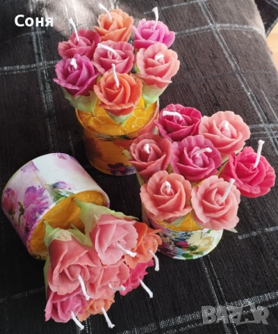 Букетчета от седем рози восъчни, ароматни, снимка 6 - Подаръци за жени - 53657724