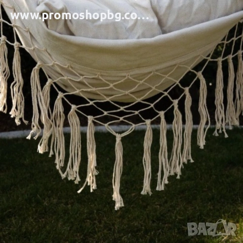 Хамак тип бразилски стол с дървена рейка Gardlov, 2 бр Възглавници, СИВ или БЕЖОВ, снимка 10 - Градински мебели, декорация  - 40487801