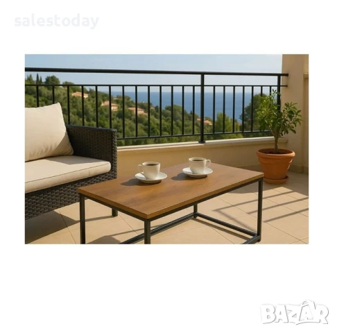 Холна маса с метална рамка, MDF повърхност, естествен цвят, 90x48x40 см, снимка 4 - Маси - 39973822