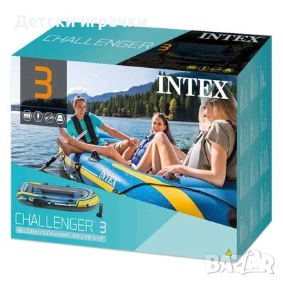Надуваема лодка Challenger 3 Intex, за 3 места, 295 х 137 см, PVC, синя, снимка 8 - Водни спортове - 49981848