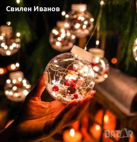 Светещ коледен гирлянд с рингове и малки коледни фигурки / 3 метра/ 8 функции. ? Малки коледни фигур, снимка 5 - Лед осветление - 51390318