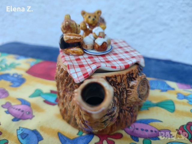 Симпатичен винтидж чайник с мечета Paul Cardew, снимка 8 - Колекции - 52344618