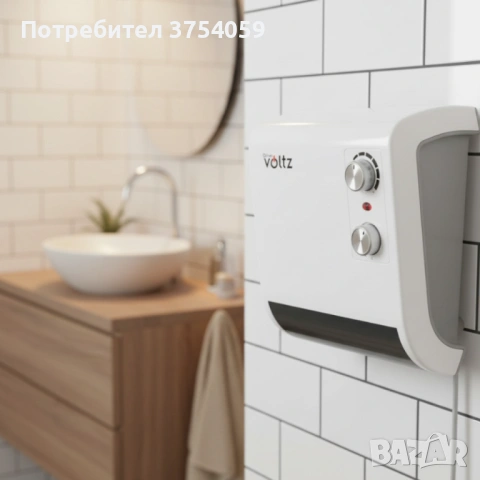 Отоплителна печка за баня Voltz OV51970J – 2000W, вентилатор, водоустойчива, снимка 2 - Отоплителни печки - 53210164