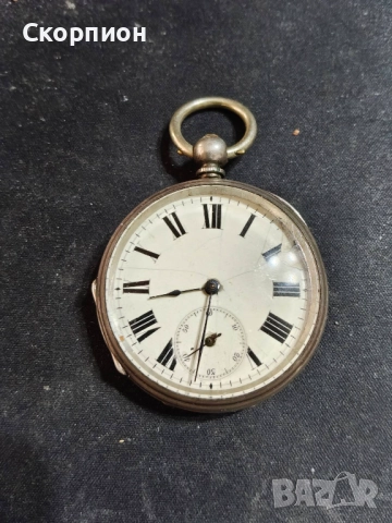 Швейцарски СРЕБЪРЕН джобен часовник 1900г. с ключе - 10 РУБИНА ПРОМОЦИЯ, снимка 2 - Джобни - 50419600