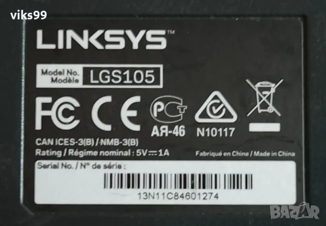 Гигабитов Суич Linksys LGS105, 1000Mbps, 5-порта, снимка 5 - Суичове - 49160770