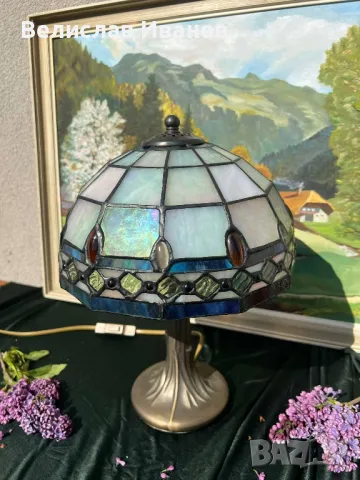 Винтидж лампа стил Tiffany в перфектно състояние., снимка 8 - Настолни лампи - 49971818