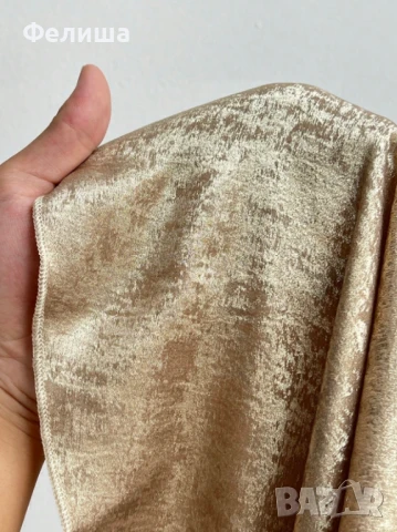 Дълга Арабска Рокля с Бляскав Ефект / Блестящи Отражения Течно Злато , снимка 3 - Рокли - 50811975