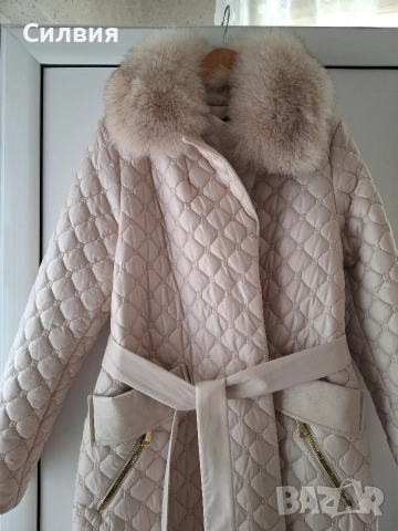 Дълго яке с яка от лисица , снимка 4 - Якета - 52566902