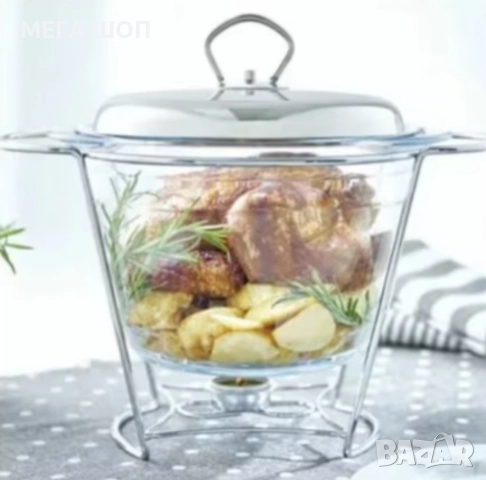 Съд за затопляне Bohmann, 4л., за супа, Стоманен капак, Стъкло, Инокс, снимка 3 - Аксесоари за кухня - 52643549