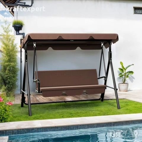 Кафява Градинска Люлка KraftWorld Тоскана – с усилена конструкция и мека възглавни, снимка 4 - Градински мебели, декорация  - 53745699