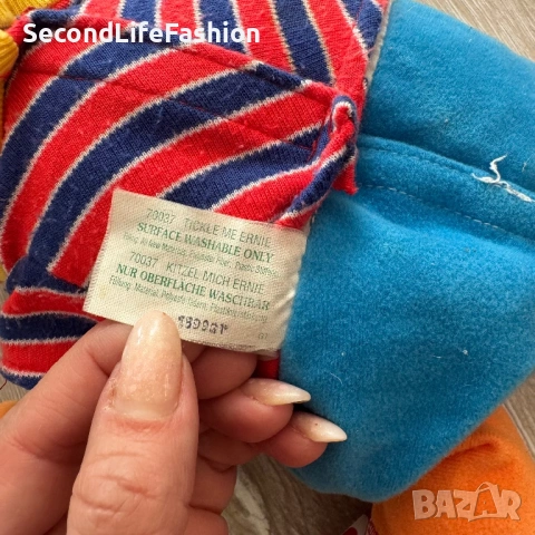 Винтидж плюшена кукла Tyco Tickle Me Ernie от 1996 г. Улица Сезам размер 16 инча, без механизъм, снимка 4 - Кукли - 53257452