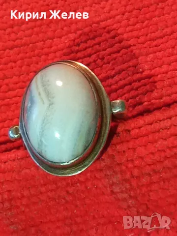 СТАР ВИНТИДЖ СРЕБЪРЕН ПРЪСТЕН СРЕБРО ВИСОКА ПРОБА с ШЛИФОВАН МЛЕЧЕН АХАТ МАЙСТОРСКА ИЗРАБОТКА 41465, снимка 13 - Антикварни и старинни предмети - 50023543