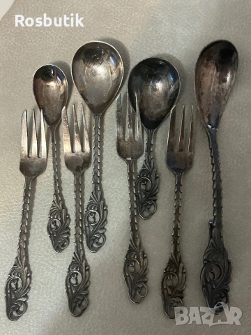 Антикварен посребрен лот от прибори 