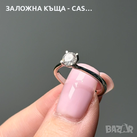 Пръстен 14к Бяло Злато С Камък | Gold | Bqlo Zlato, снимка 4 - Пръстени - 53704507
