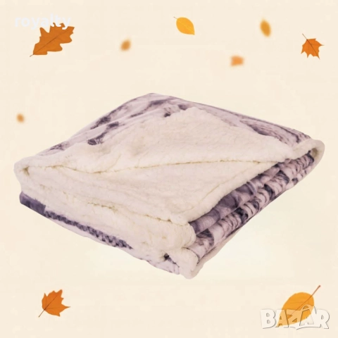 Пухкаво одеяло щампа плетиво сиво, 155*200 см, снимка 4 - Други - 52182715