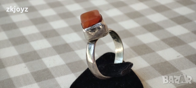 Сребърен Пръстен с Полускъпоценен камък 4.1 гр / Проба 950, снимка 4 - Пръстени - 53486971
