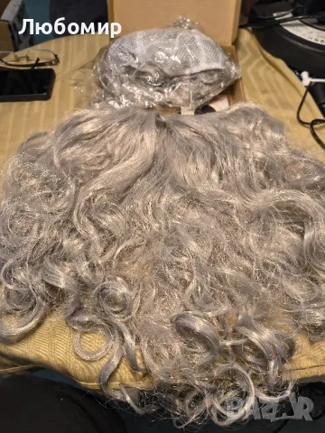 Дълга сива перука за мъжки костюм Сива перука с капачка на перука и брада

, снимка 3 - Други - 49792070