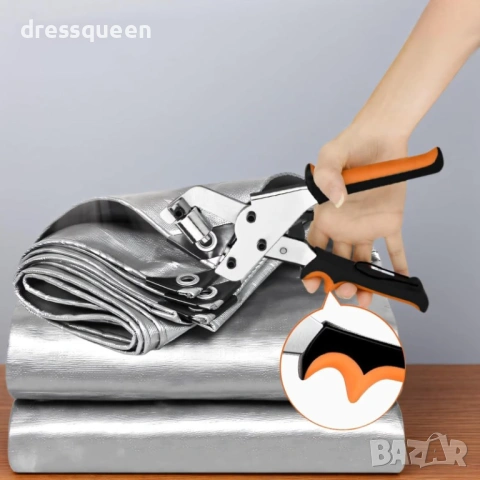 4891 Професионални клещи за капси 10мм + Комплект 200 бр. метални капси – за банери и кожа, снимка 7 - Клещи - 53624464