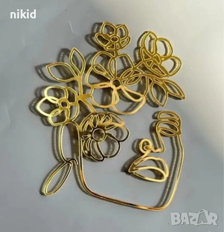 6 вида Абстрактно лице Абстракт контур златист страничен топер украса за торта декор, снимка 5 - Други - 52894485