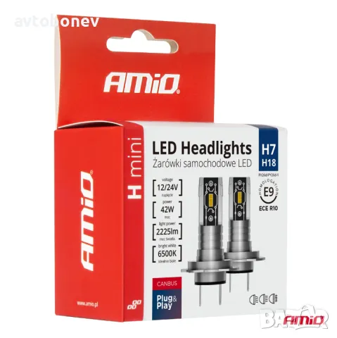 LED крушки AMIO H-mini H7/H18-12/24V-6500K к-т/2 бр./, снимка 2 - Аксесоари и консумативи - 49538512