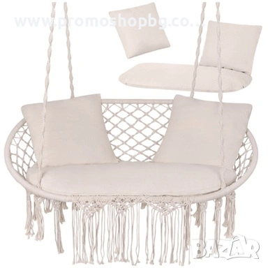 Възглавница за двойна градинска люлка Gardlov, комплект от 3 броя, Крем, Сива ИЛИ Черна